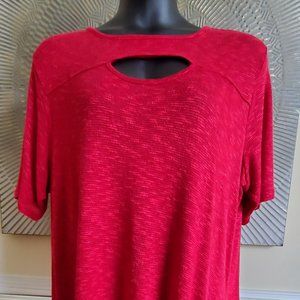 Ashley Stewart Half-Sleeve Sharkbite Keyhole Sweater Top Red Sz 22/24